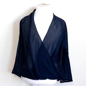 Helmut Lang Womens Sheer Shirt Size L Black Minimalist Long Sleeve Pullover USA